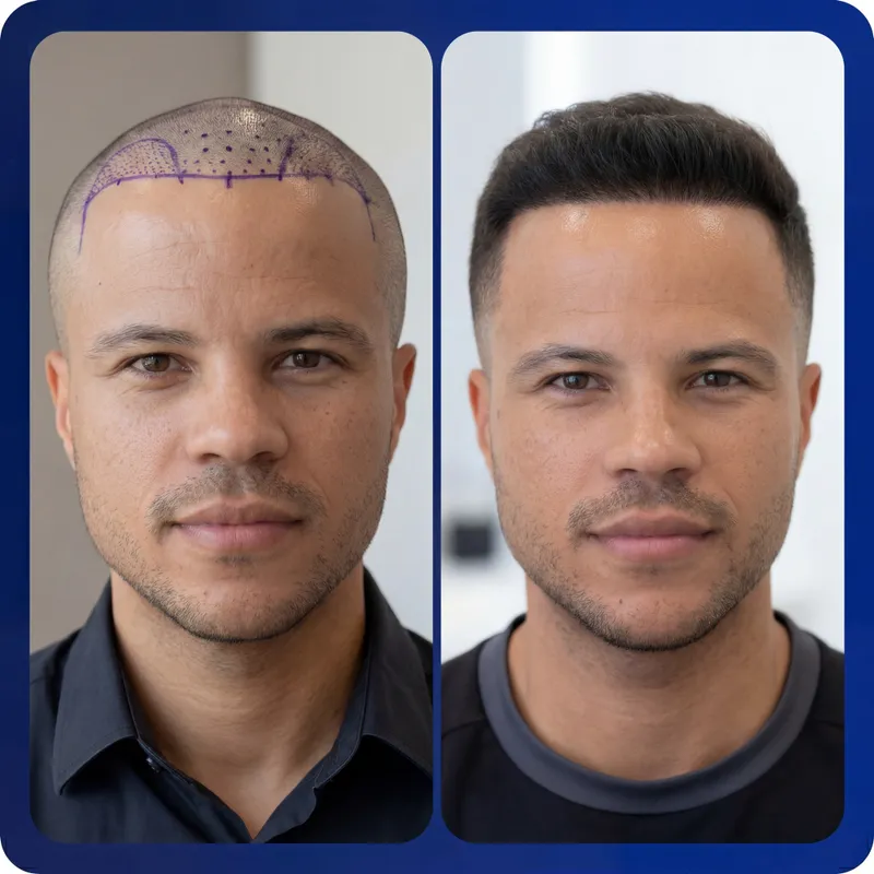 FUE hair transplant before and after Turkey - 3,600 grafts - natural result