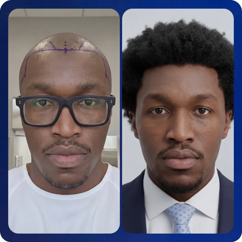 FUE hair transplant Turkey before and after - 4,500 grafts - full coverage