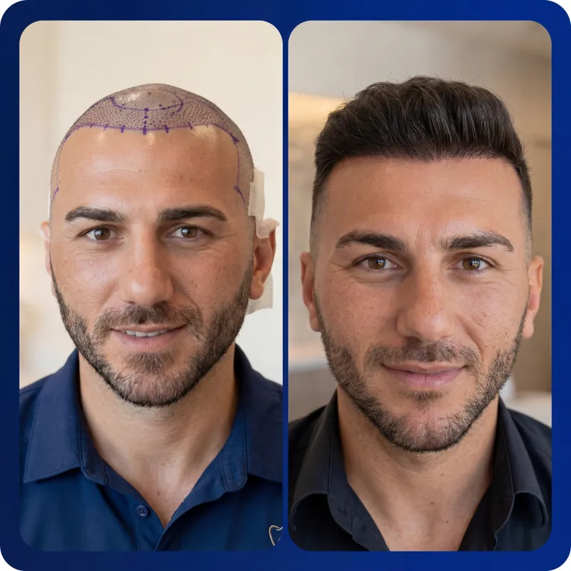 Sapphire FUE hair transplant before and after - 4,200 grafts - Norwood 4